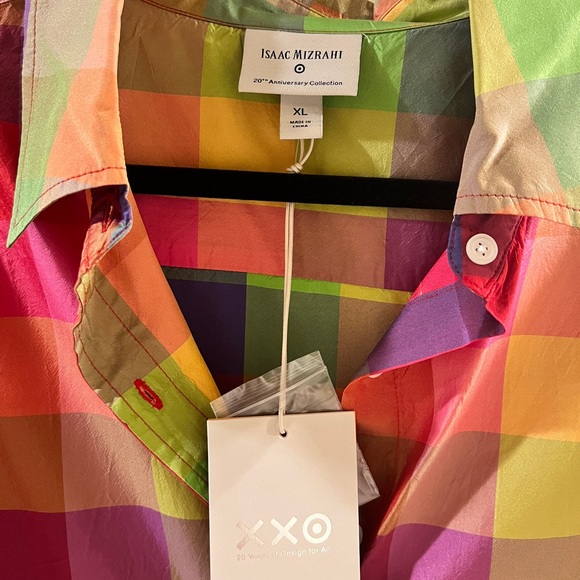 NWT Isaac Mizrahi for Target Plaid Multi Colored Blouse - Picture 2 of 3